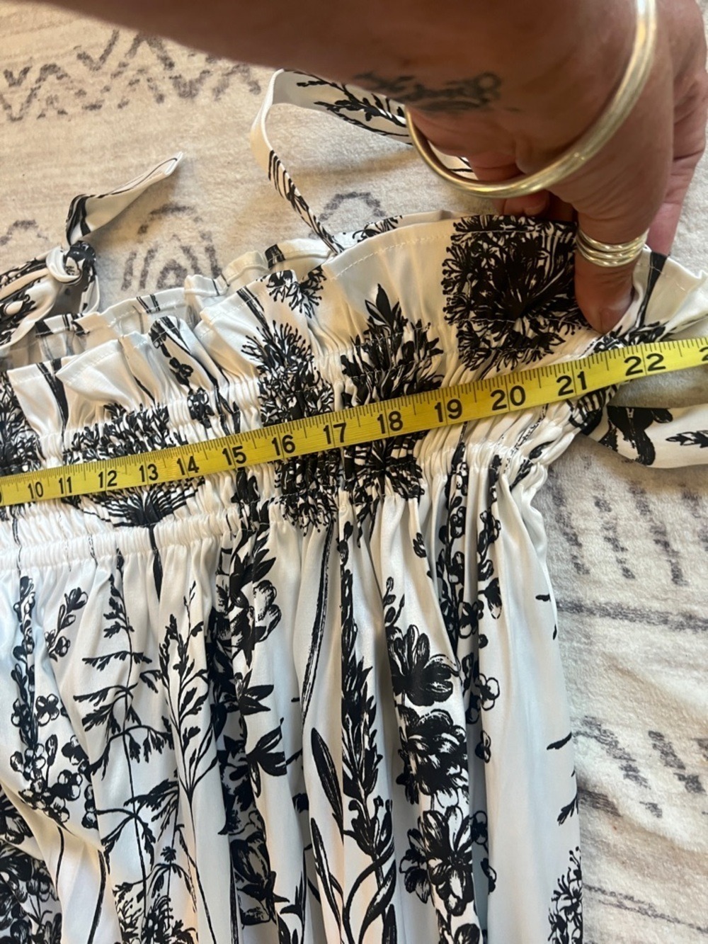 Women's Black & White Floral Maxi Dress - Sleeveless Tie-Strap - Picture 4 of 9